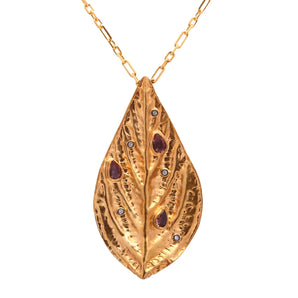 Ottoman Leaf Motif Zultanite Stone Necklace