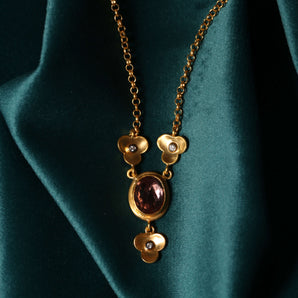 Orchids and Zultanite Stone Necklace