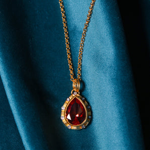 Ottoman Empire Themed Citrine Stone Red Necklace