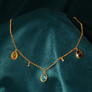 Three Colored Gemstones Necklace