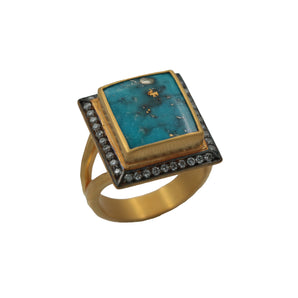 Square Shaped Turquoise Stone Ring