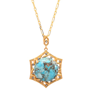 Star and Night Themed Turquoise Stone Necklace