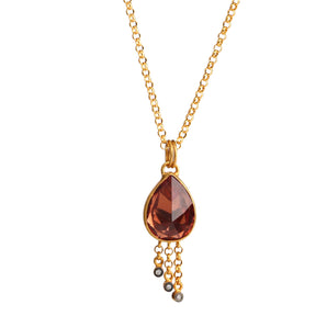 Necklace Decorated with Citrine Stone and Diamonds