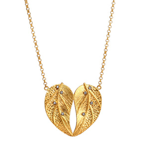 Leaf Motif Diamond Stone Necklace