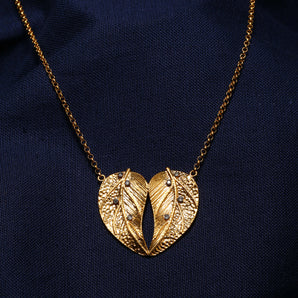 Leaf Motif Diamond Stone Necklace
