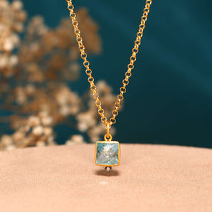 Blue Topaz with dimaond stone Necklace