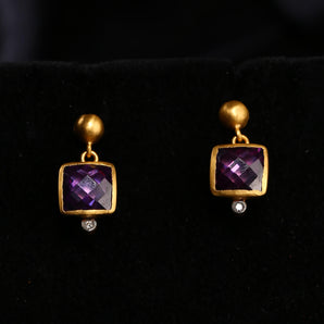 Bacchus and Ametyste Themed Amethyst Stone Earring