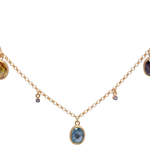 Three Colored Gemstones Necklace