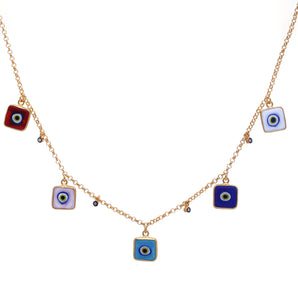 Five Colored Eye Motif Necklace