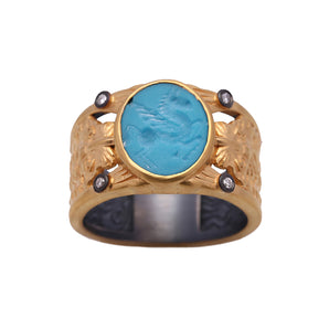 Pegasus Motif Turquoise Stone Ring