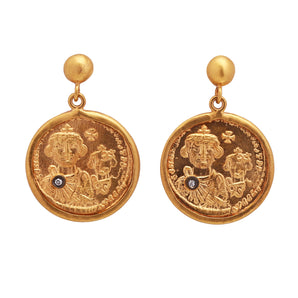 Byzantine Empire Themed Gold Coin Motif Earring