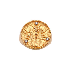 Rod of Asclepius Themed Ring