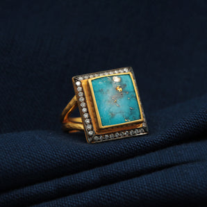 Square Shaped Turquoise Stone Ring