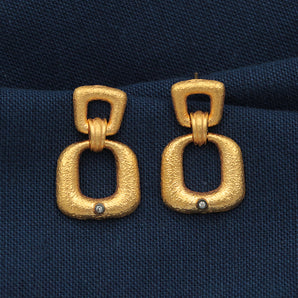 Byzantine Themed Square Motif Earring