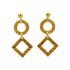 Rhombus and Circle Motifs Earring