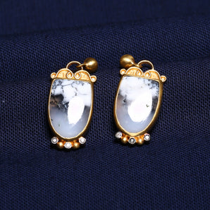 Dendritic Opal Earrings with Diamonds