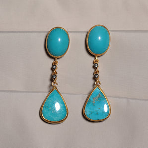 Raindrop Themed Turquoise Stone Earring