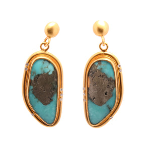 Turquoise Stone Diamond Earring