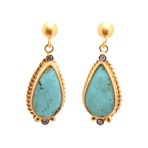 Elegant Leaves with Turquoise Stone Earring