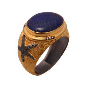 Star Motif Lapis Lazuli Stone Ring