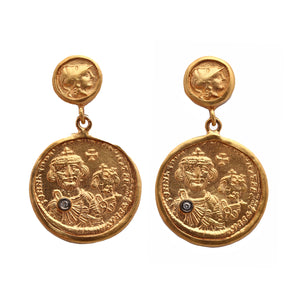 Byzantine Empire Themed Gold Coin Motif Earring