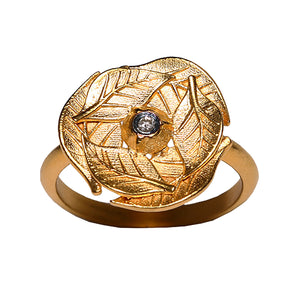 Laurel Leaf Motif Diamond Stone Ring