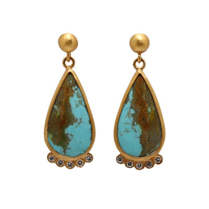 Five Diamond Turquoise Stone Earring