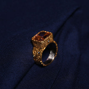 Ancient Egypt Pattern Diamond Stone Ring