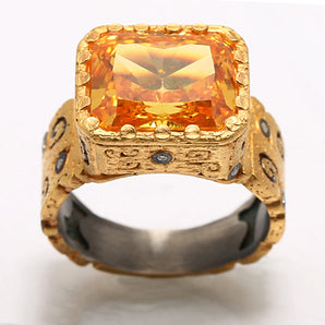 Ancient Egypt Pattern Diamond Stone Ring