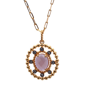 Floral Pattern with Precious Stones Necklace