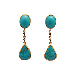 Raindrop Themed Turquoise Stone Earring